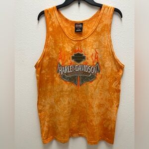 2004 Harley-Davidson Orange Tie-Dye Graphic Tank Shelton’s Harley Davidson